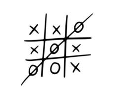 Hand drawn tic tac toe game. Doodle sketch isolated on white vector