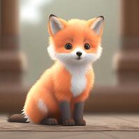 Cute tiny little fox cub , photo