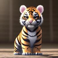 Cute tiny little tiger cub , photo