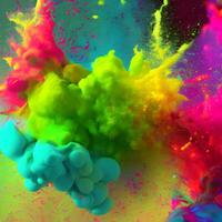 Colorful powder explosion in the air, photo
