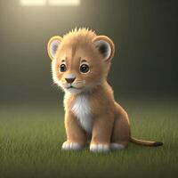 Cute tiny little lion cub , photo