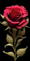 Illustration of a Rose in black background. photo