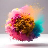 Colorful powder explosion in the air, photo