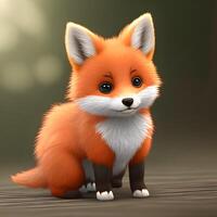 Cute tiny little fox cub , photo
