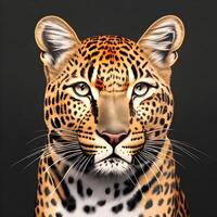 Face of a Leopard with a dark background. photo