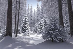 Snow covered winter forest. photo