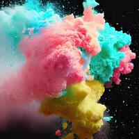 Colorful powder explosion effect. photo