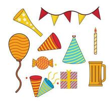 Cartoon Set of cute Birthday design elements vector