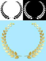 laurel wreath. Award of winner of competition with olive branch. Easy to edit color. Shadow for any background on separate layer. Vector