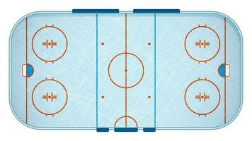 hielo hockey Deportes pista marcas líneas parte superior ver con arañazos en hielo. contorno hockey patio de juegos. Deportes suelo para activo recreación. vector