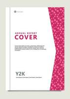 Vector annual report template with magenta and pink halftone pattern. Suitable for company, business, school, government, and organization.