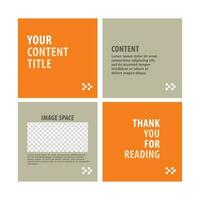 Orange and beige colored carousel post template for social media. Microblog style. Four page gradient colored social media post design. vector