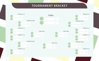 Vector tournament bracket with colorful square pattern. Simple knocked-off stages drawing. Suitable for football, badminton, basketball, and other sports.