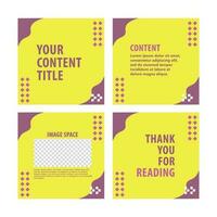 Yellow colored social media template with purple accent. Suitable for microblog or carousel post style. vector