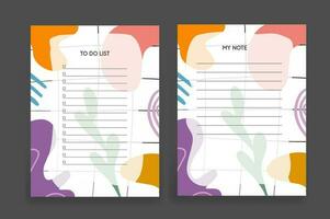 Notes and to do list template vector