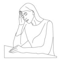 Girl Stress Line art Vector Illustration
