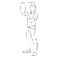 Delivery man line Art vector Illustration,