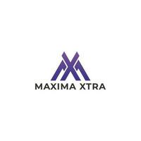 Abstract initial letter MX or XM logo in purple color isolated in white background. abstract letter mx triangle mountain line logo vector. Purple letter MX for business consulting logo. vector