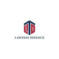 Abstract initial letter LD or DL logo in red and blue color isolated in white background. LD initial letters in shield logo design. vector