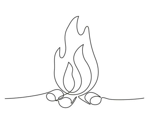 Fire continuous single art line drawing. Flame shape, bonfire, gas icon.  Vector outline illustration 23907839 Vector Art at Vecteezy