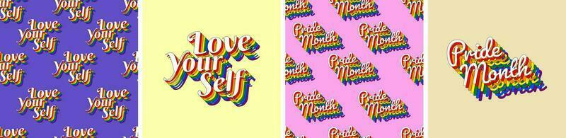 Pride Month Typographic Seamless Patterns vector