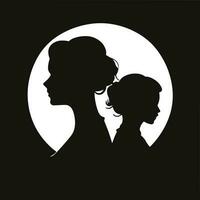 Mother and Daughter Silhouette vector