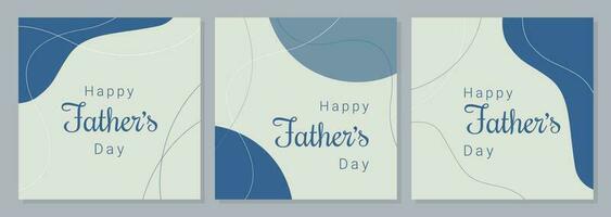 Happy Fathers Day set posters, blue banners boho style. vector