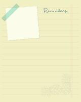 Reminder sheet template, to do list, note planner, scrapbooking and decoupage, hand drawn pineapple on school notebook sheet. vector