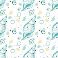 Marine oceanic pattern with Seashell hand drawn. vector