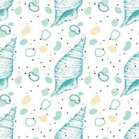 Marine oceanic pattern with Seashell hand drawn. vector