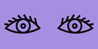 púrpura ojos en contorno estilo. vector