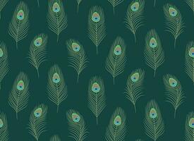 Seamless pattern with peacock feathers. Beautiful nature texture in flat style. vector
