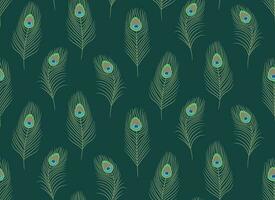 Seamless pattern with peacock feathers. Beautiful nature texture in flat style. vector