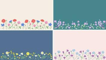 Set of banners with wildflowers. vector