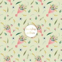 Floral seamless pattern with a bouquet of colorful flowers. Texture for paper, fabric, wallpaper, etc. Flat style vector