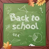 Postcard back to school. School board design with chalk drawings. Square background for a flyer, poster, banner, etc. Knowledge Day vector