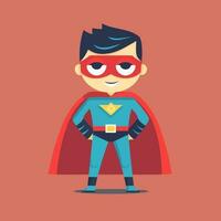 Superhero character. Vector illustration in a flat style on a red background.