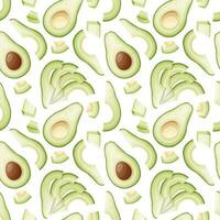 Seamless pattern with green avocado slices. Traditional Mexican food. Delicious yummy product. Texture for fabric, wallpaper, restaurant paper and menu vector