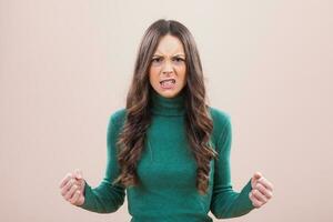 A woman with a green blouse photo