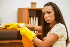 A woman cleaning the house photo