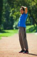 A man doing physical exercises photo