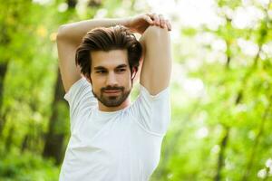 A man doing physical exercises photo