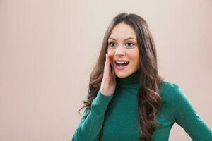 A woman with a green blouse photo