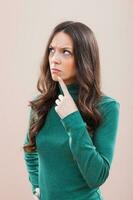 A woman with a green blouse photo