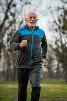 A senior man doing physical exercises photo