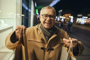 A man taking a walk through the city photo