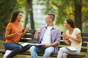 Friends spending time outdoors photo