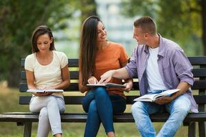 Friends spending time outdoors photo