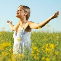 A woman spending time outdoors photo