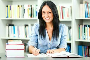 A woman at the library photo